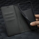 LC.IMEEKE iPhone 18 Pro Max / 17 Pro Max Kunstlæder Flip Cover m. Kortholder & Ståfunktion - Sort / Rød Vertikal Stribe