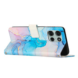 Motorola Moto G56 - EIDERWOOD Marmormønstret Kunstlæder Flip Cover m. Strop - Lyserød / Blå