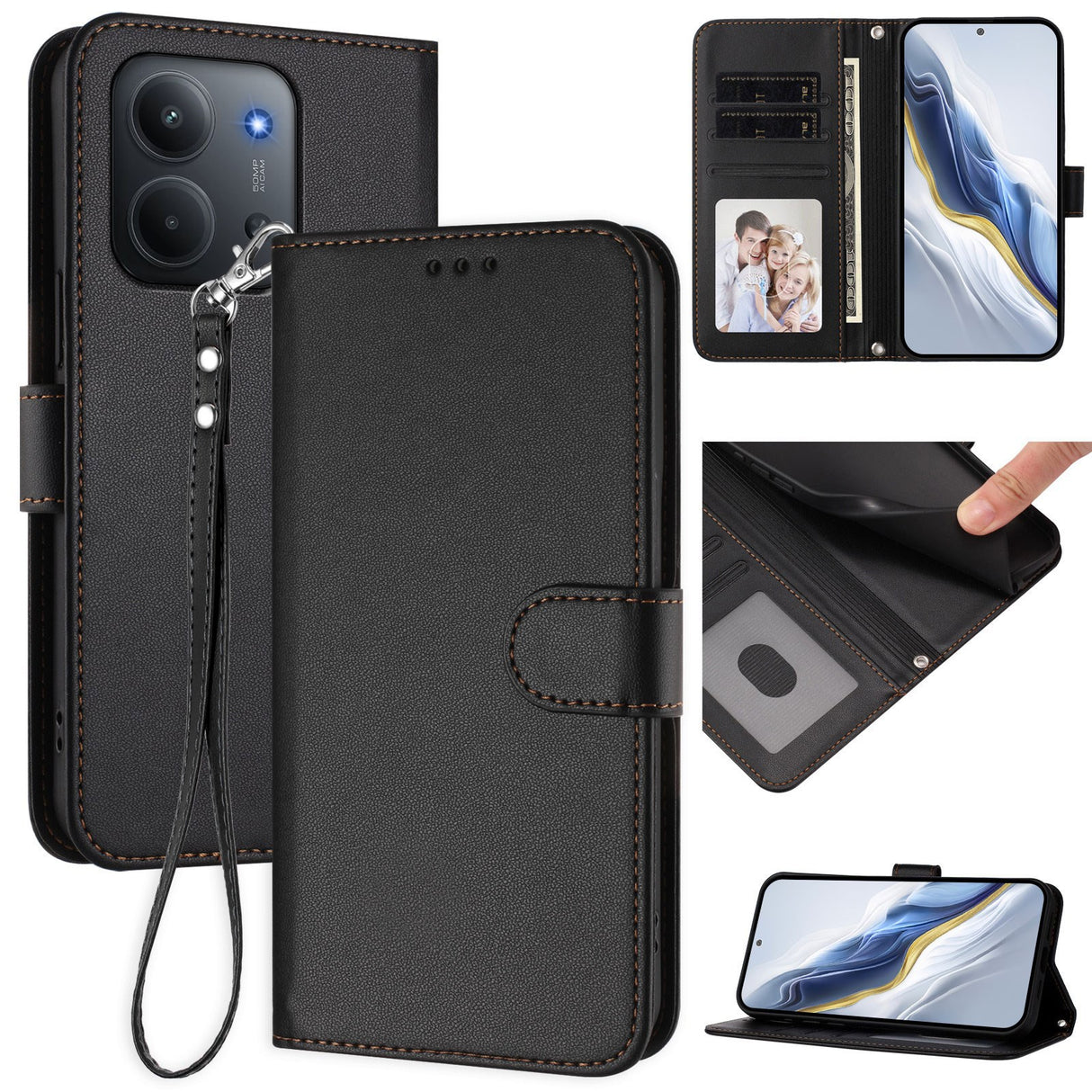 Xiaomi Redmi 15C (5G) / (4G) EIDERWOOD Flipcover m. Indbygget Kortholder & Ståfunktion - Sort