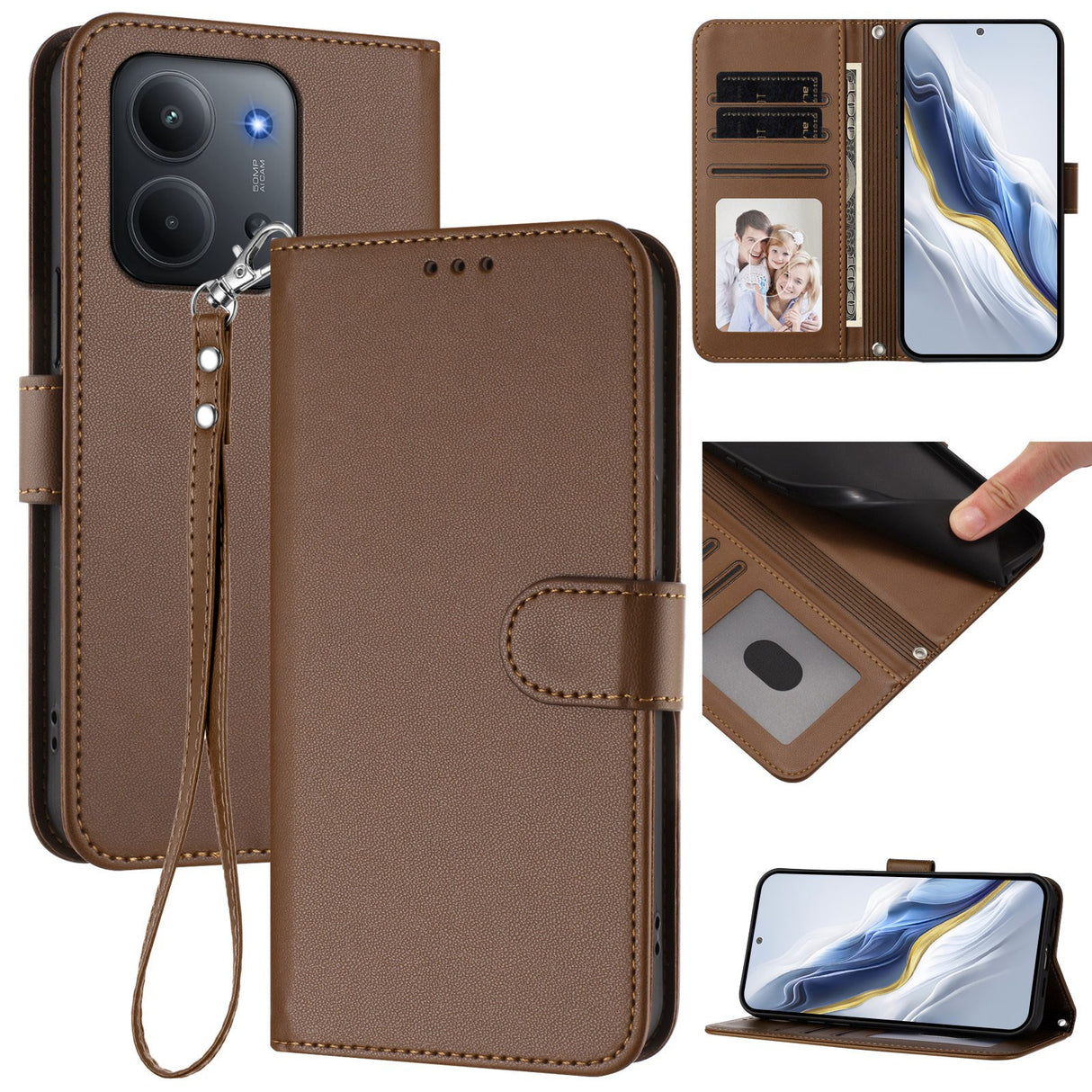 Xiaomi Redmi 15C (5G) / (4G) EIDERWOOD Flipcover m. Indbygget Kortholder & Ståfunktion - Brun
