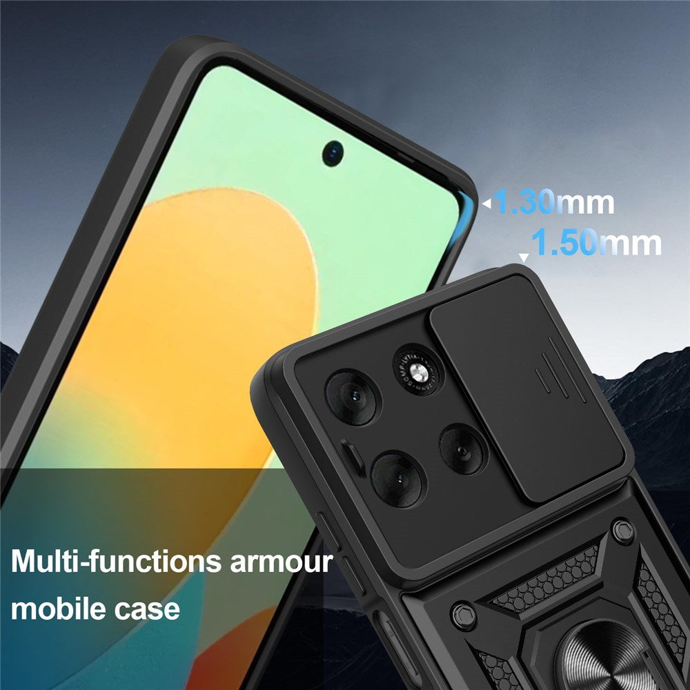 Motorola Moto G56 - EIDERWOOD Hybrid Håndværker Cover m. Kickstand & Cam Slider - Sølv