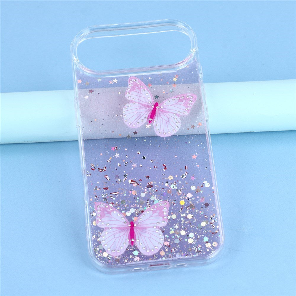 EIDERWOOD iPhone Air Fleksibelt Plastik Mobil Cover m. Sommerfugle - Gennemsigtig / Lyserød