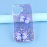 EIDERWOOD iPhone 17 Fleksibelt Plastik Mobil Cover m. Sommerfugle - Gennemsigtig / Lilla