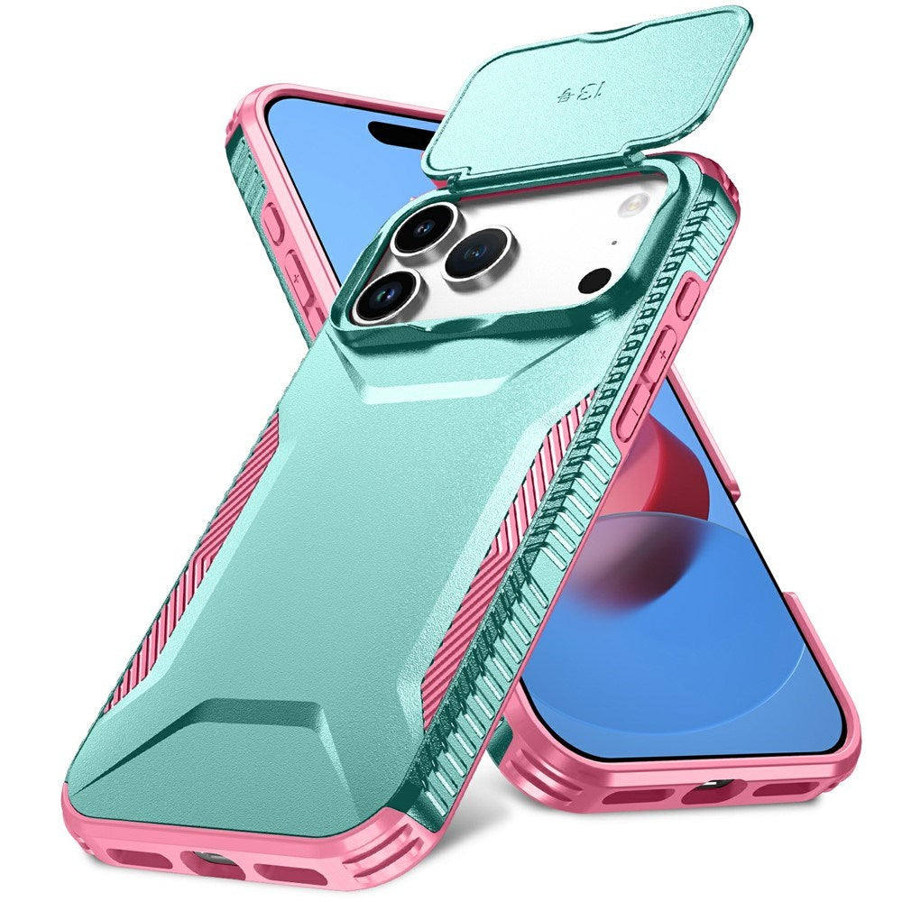 iPhone 18 Pro Max / 17 Pro Max EIDERWOOD Hybrid Plast Bagside Cover m. Cam Slider - Turkis / Lyserød