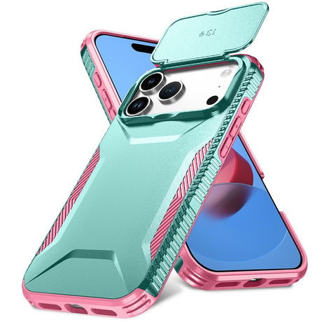 iPhone 18 Pro Max / 17 Pro Max EIDERWOOD Hybrid Plast Bagside Cover m. Cam Slider - Turkis / Lyserød