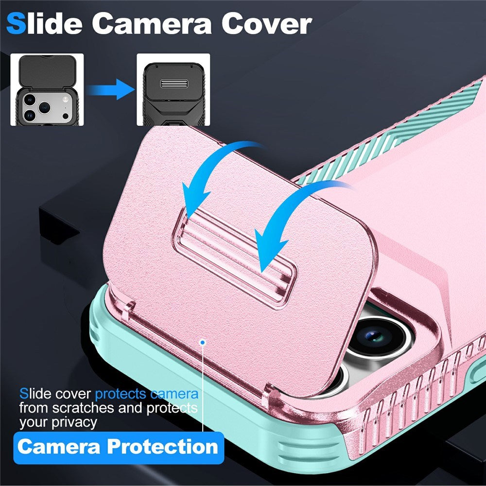 iPhone 18 Pro / 17 Pro EIDERWOOD Hybrid Plast Bagside Cover m. Cam Slider - Lyserød / Turkis
