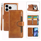 iPhone 18 Pro / 17 Pro EIDERWOOD Kunstlæder Flip Cover m. Dobbelt Kortholder - Lysebrun