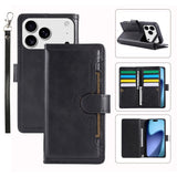 iPhone 18 Pro / 17 Pro EIDERWOOD Kunstlæder Flip Cover m. Dobbelt Kortholder - Sort