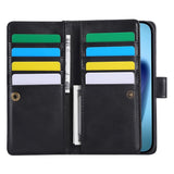 iPhone 18 Pro / 17 Pro EIDERWOOD Kunstlæder Flip Cover m. Dobbelt Kortholder - Sort