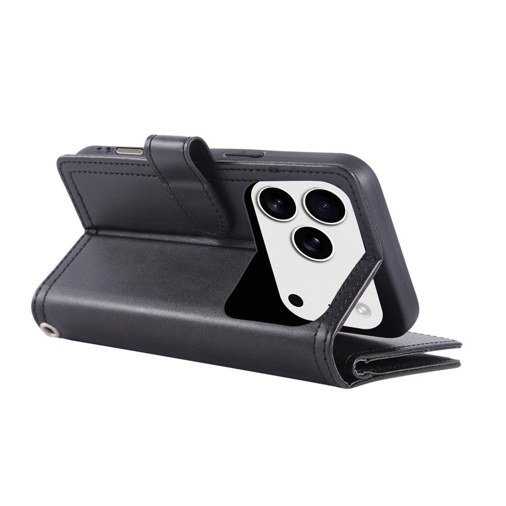 iPhone 18 Pro / 17 Pro EIDERWOOD Kunstlæder Flip Cover m. Dobbelt Kortholder - Sort