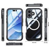 iPhone 17 Hybrid Plast Bagside Cover m. Skærmbeskyttelse - MagSafe Kompatibel - Gennemsigtig / Sort