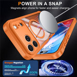 iPhone 18 Pro / 17 Pro Hybrid Plast Bagside Cover m. Skærmbeskyttelse - MagSafe Kompatibel - Gennemsigtig / Orange