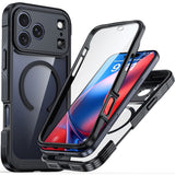 iPhone 18 Pro Max / 17 Pro Max Hybrid Plast Bagside Cover m. Skærmbeskyttelse - MagSafe Kompatibel - Gennemsigtig / Sort