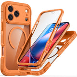 iPhone 18 Pro Max / 17 Pro Max Hybrid Plast Bagside Cover m. Skærmbeskyttelse - MagSafe Kompatibel - Gennemsigtig / Orange