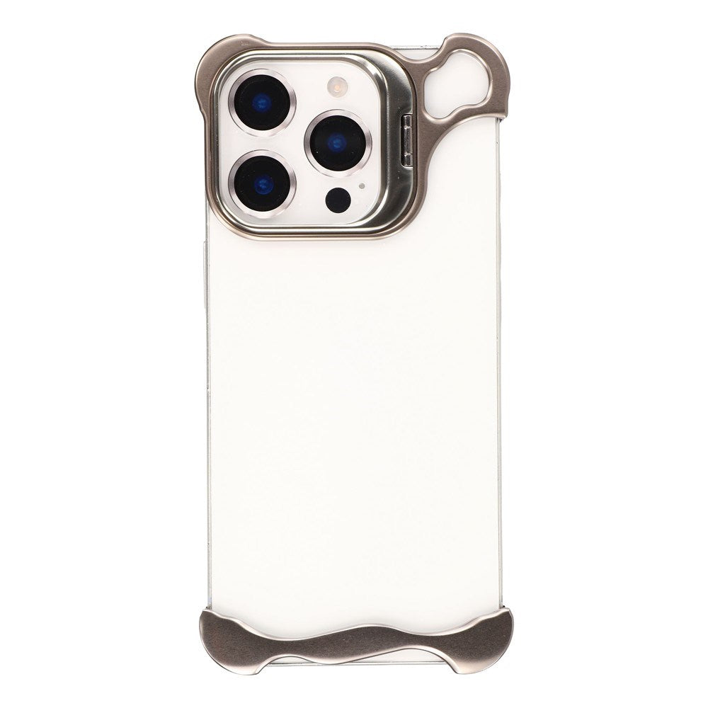 iPhone 16 Pro 2-i-1 Metal Bumper Cover - Ståfunktion & Linsebeskytter - Titanium