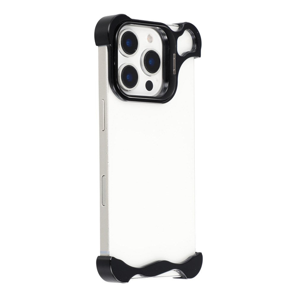 iPhone 16 Pro 2-i-1 Metal Bumper Cover - Ståfunktion & Linsebeskytter - Sort