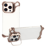 iPhone 16 Pro 2-i-1 Metal Bumper Cover - Ståfunktion & Linsebeskytter - Guld