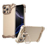 iPhone 16 Pro 2-i-1 Metal Bumper Cover - Ståfunktion & Linsebeskytter - Guld