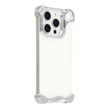 iPhone 16 Pro 2-i-1 Metal Bumper Cover - Ståfunktion & Linsebeskytter - Sølv