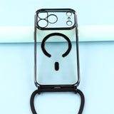 EIDERWOOD iPhone 17 Pro Max Fleksibelt Plastik Mobil Cover - inkl. Justerbar Strop - MagSafe Kompatibel - Gennemsigtig / Sort