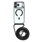 EIDERWOOD iPhone 17 Pro Fleksibelt Plastik Mobil Cover - inkl. Justerbar Strop - MagSafe Kompatibel - Gennemsigtig / Sort