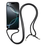 EIDERWOOD iPhone 17 Pro Fleksibelt Plastik Mobil Cover - inkl. Justerbar Strop - MagSafe Kompatibel - Gennemsigtig / Sort