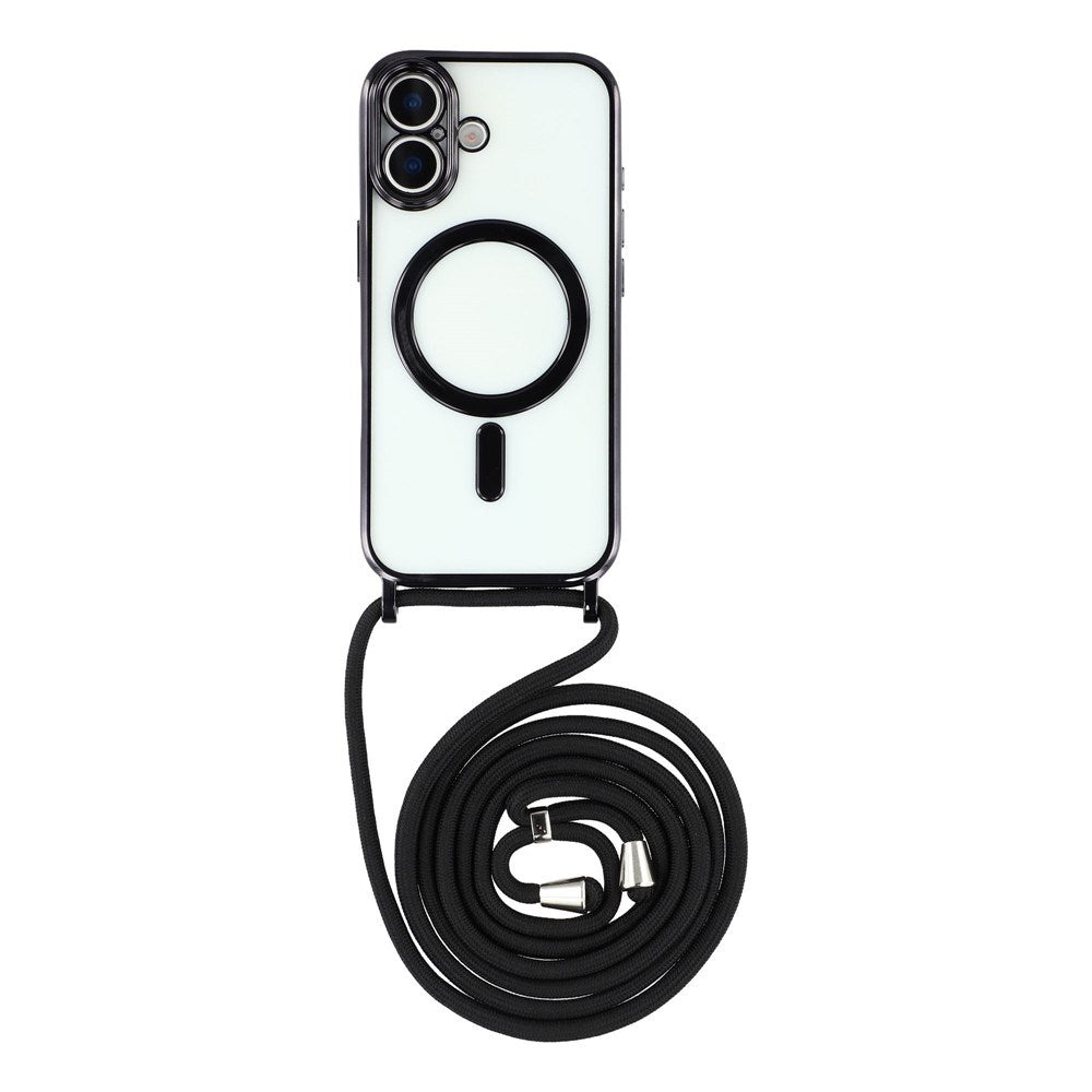 EIDERWOOD iPhone 17 Fleksibelt Plastik Mobil Cover - inkl. Justerbar Strop - MagSafe Kompatibel - Gennemsigtig / Sort
