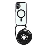 EIDERWOOD iPhone 17 Fleksibelt Plastik Mobil Cover - inkl. Justerbar Strop - MagSafe Kompatibel - Gennemsigtig / Sort