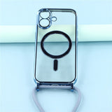 EIDERWOOD iPhone 17 Fleksibelt Plastik Mobil Cover - inkl. Justerbar Strop - MagSafe Kompatibel - Gennemsigtig / Blå