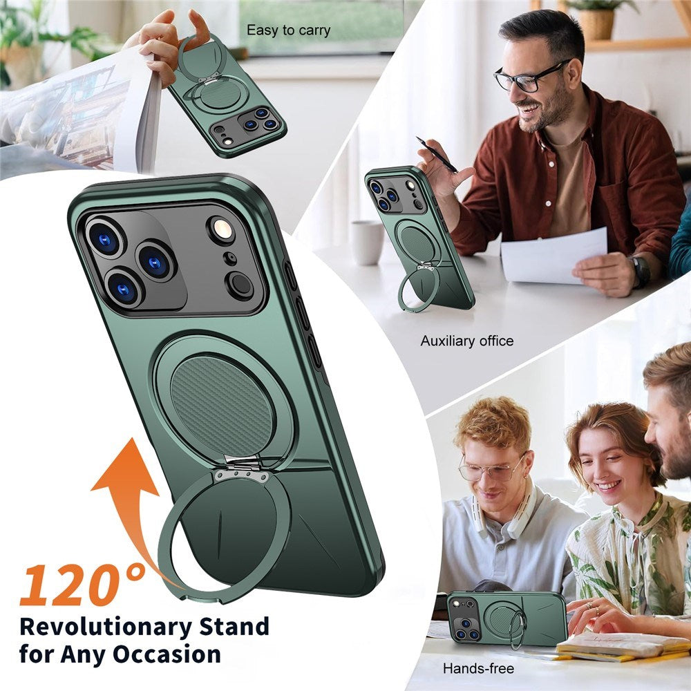 EIDERWOOD iPhone 17 Pro Mobil Cover - Roterende Kickstand - MagSafe Kompatibel - Grøn