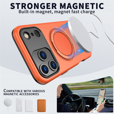 EIDERWOOD iPhone 17 Pro Max Mobil Cover - Roterende Kickstand - MagSafe Kompatibel - Orange