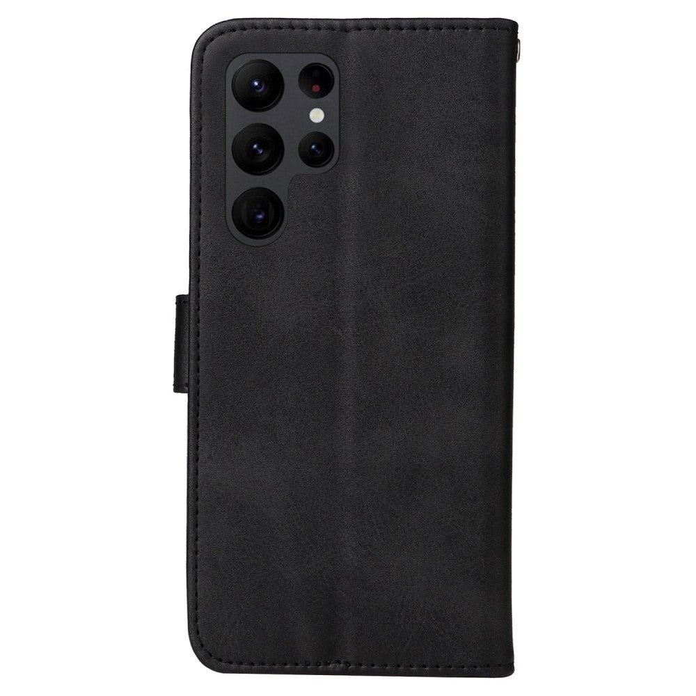 Samsung Galaxy S23 Ultra Leather Flip Cover m. Lommebok - Svart