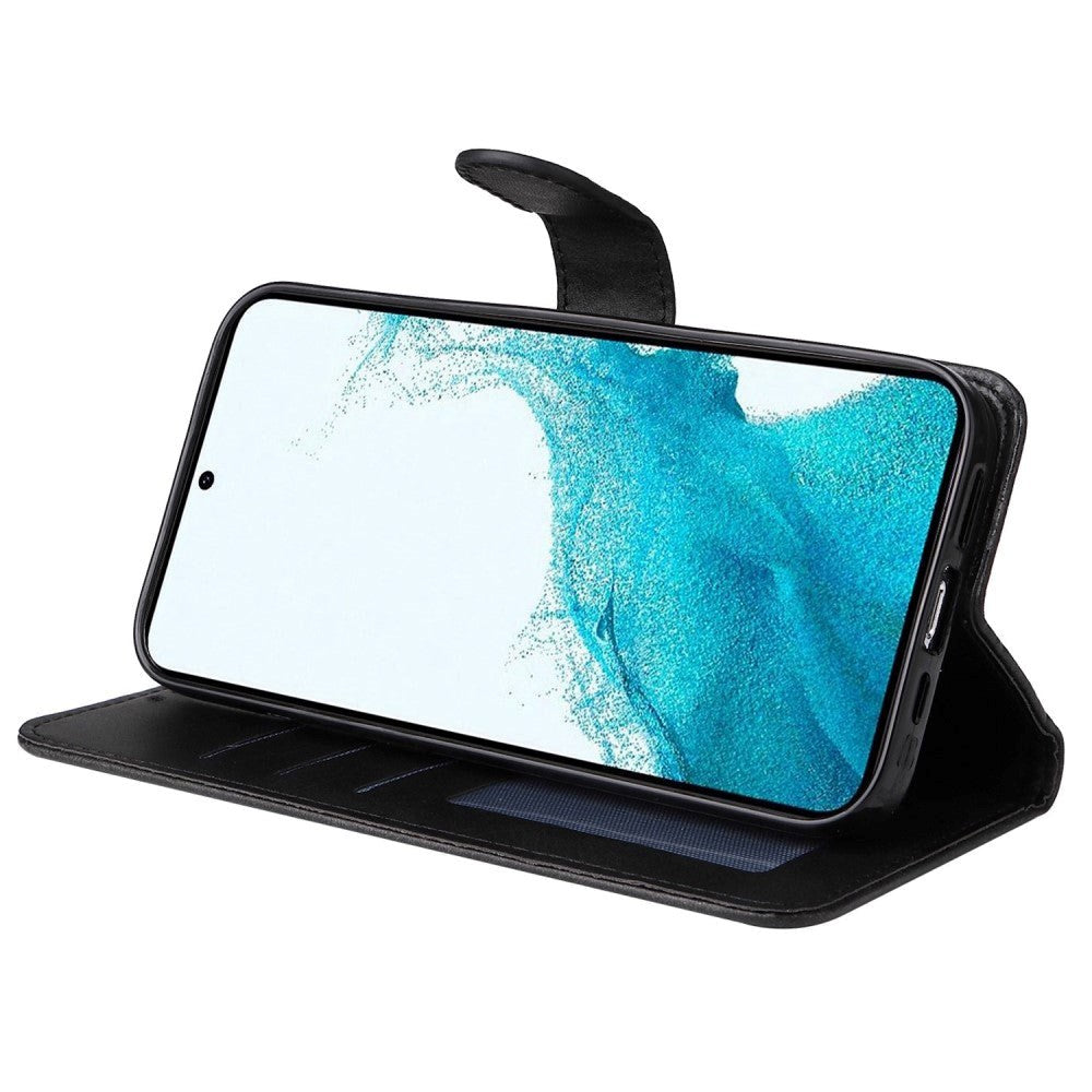Samsung Galaxy S23 Leather Flip Cover m. Lommebok - Svart