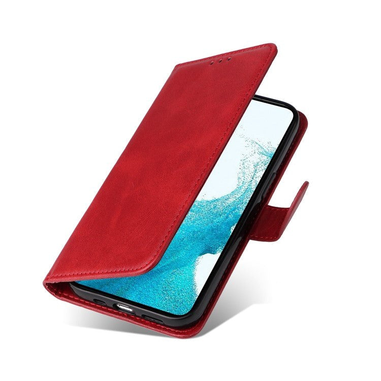 Samsung Galaxy S23 Leather Flip Cover m. Lommebok - Rød