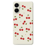 Samsung Galaxy A07 EIDERWOOD Fleksibelt Plast Mobil Cover m. Kirsebærdesign - Hvid