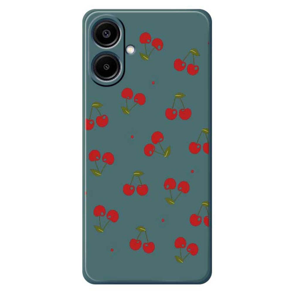 Samsung Galaxy A07 EIDERWOOD Fleksibelt Plast Mobil Cover m. Kirsebærdesign - Grøn