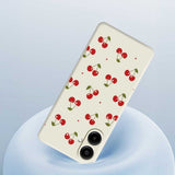 Samsung Galaxy A07 EIDERWOOD Fleksibelt Plast Mobil Cover m. Kirsebærdesign - Sort