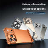iPhone 17 Pro 2-i-1 Metal Bumper Cover - Ståfunktion & Linsebeskytter - Orange