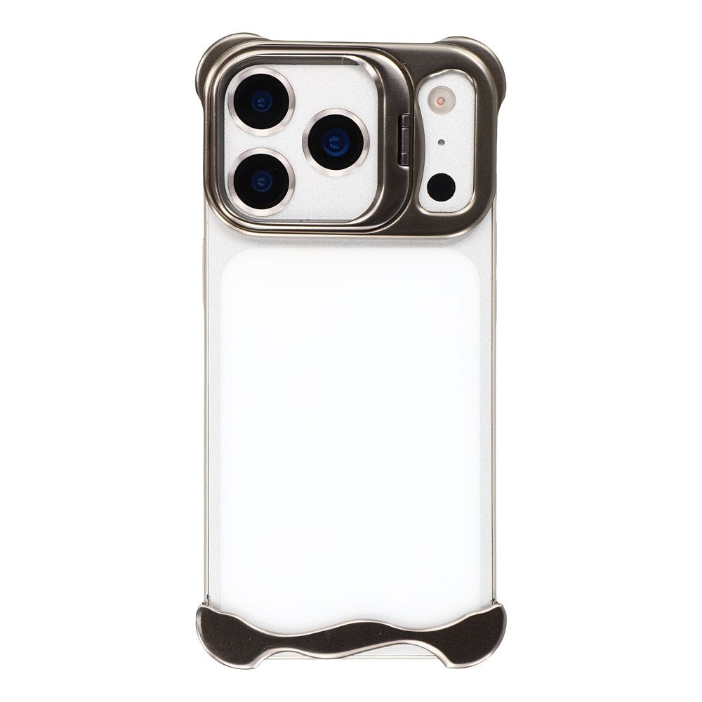 iPhone 17 Pro 2-i-1 Metal Bumper Cover - Ståfunktion & Linsebeskytter - Titanium