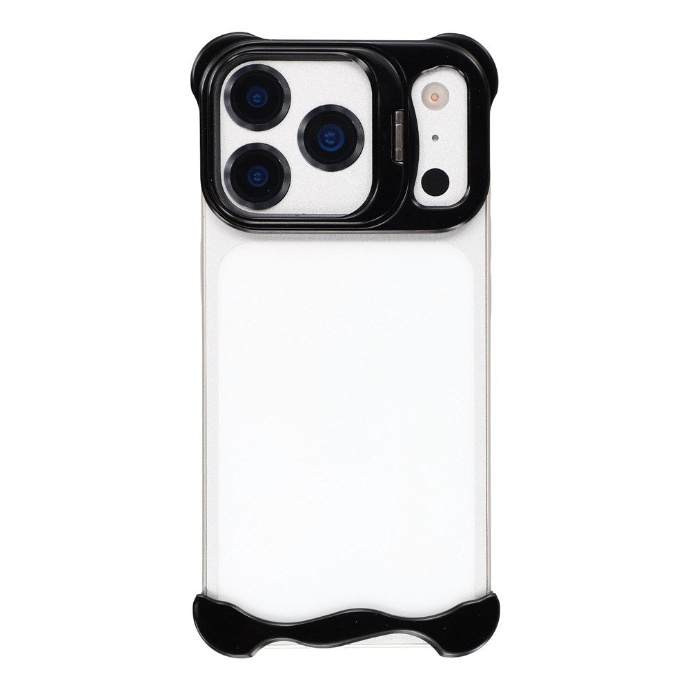 iPhone 17 Pro 2-i-1 Metal Bumper Cover - Ståfunktion & Linsebeskytter - Sort