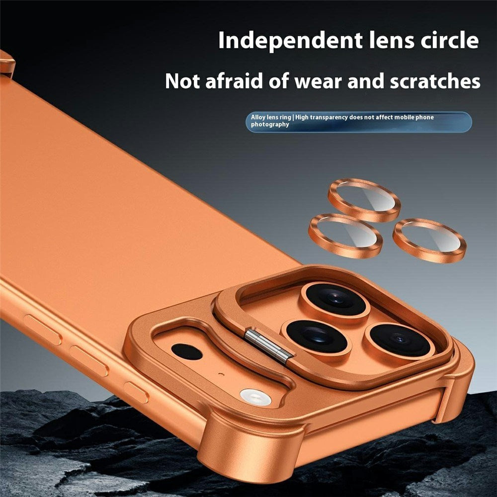 iPhone 17 Pro 2-i-1 Metal Bumper Cover - Ståfunktion & Linsebeskytter - Sort