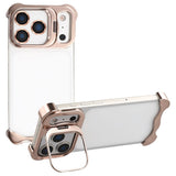 iPhone 17 Pro 2-i-1 Metal Bumper Cover - Ståfunktion & Linsebeskytter - Guld