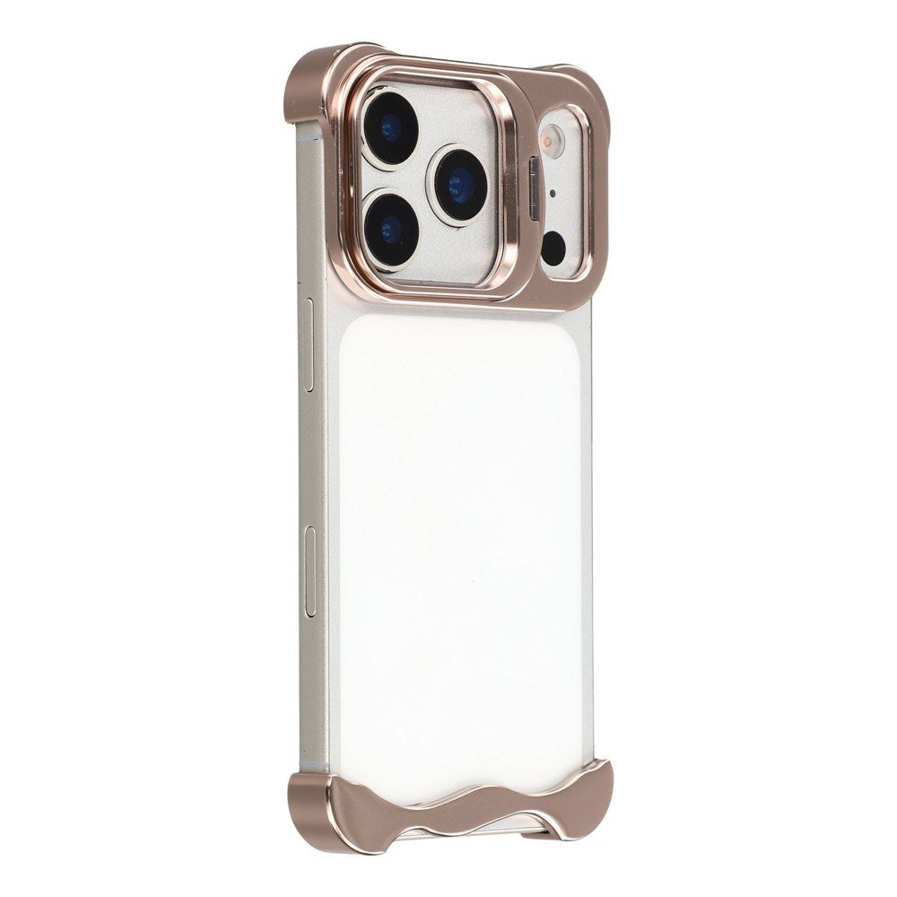iPhone 17 Pro 2-i-1 Metal Bumper Cover - Ståfunktion & Linsebeskytter - Guld