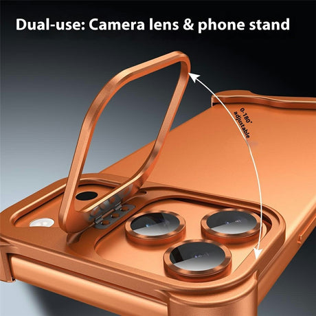 iPhone 17 Pro 2-i-1 Metal Bumper Cover - Ståfunktion & Linsebeskytter - Sølv