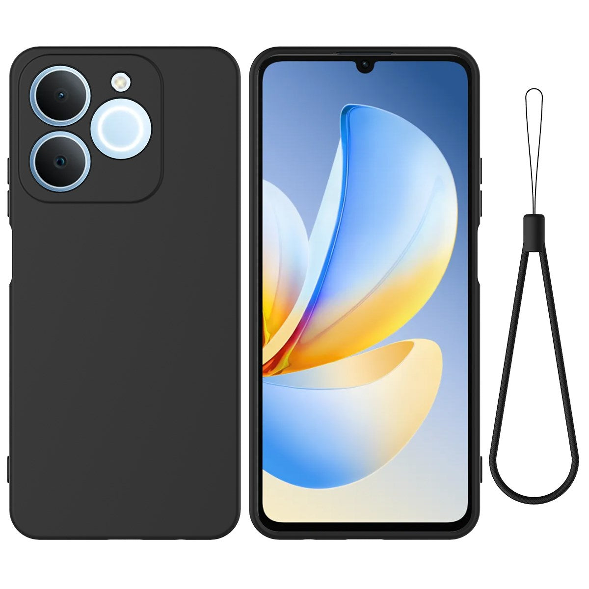 Realme Note 70T EIDERWOOD Foret Silikone Bagside Cover m. Strop - Sort