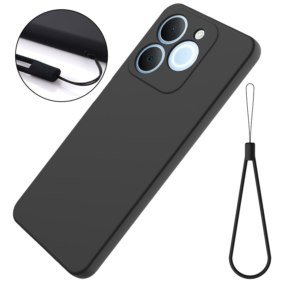 Realme Note 70T EIDERWOOD Foret Silikone Bagside Cover m. Strop - Sort