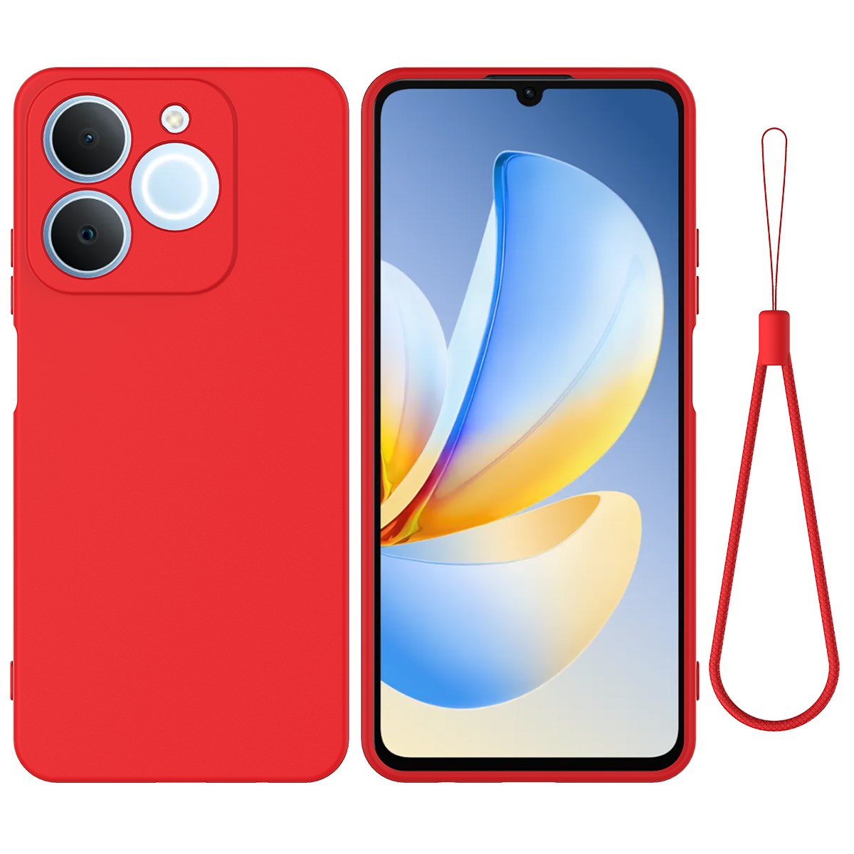 Realme Note 70T EIDERWOOD Foret Silikone Bagside Cover m. Strop - Rød