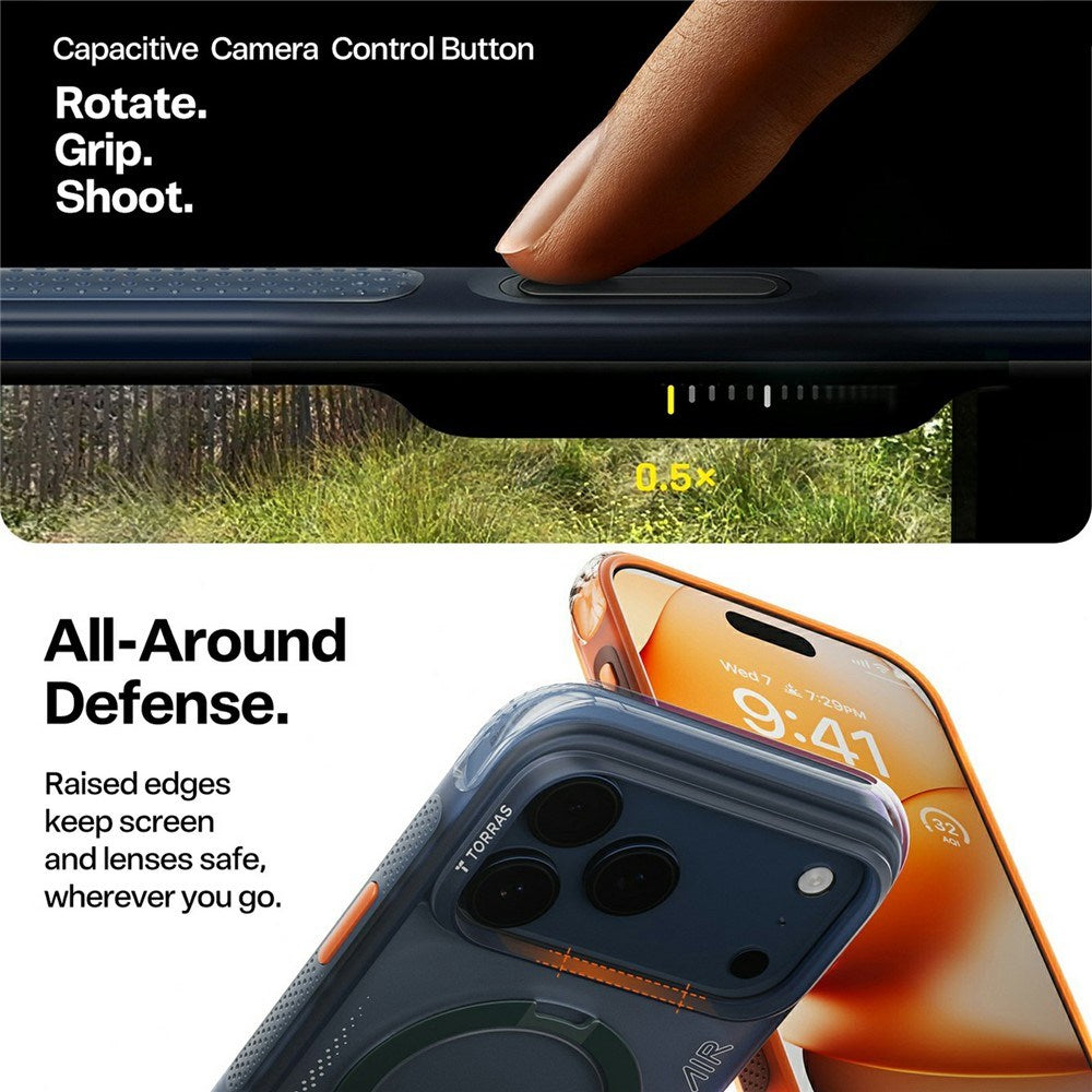 TORRAS iPhone 17 Pro Max Ostand Q3 Air Mobil Cover m. Kickstand - MagSafe Kompatibel - Orange