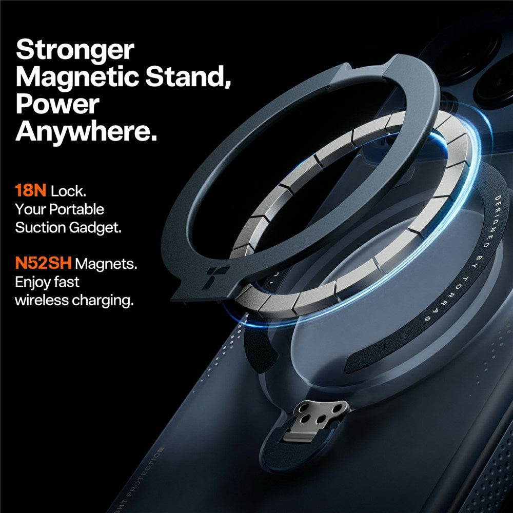 TORRAS iPhone 17 Pro Max Ostand Q3 Air Mobil Cover m. Kickstand - MagSafe Kompatibel - Blå