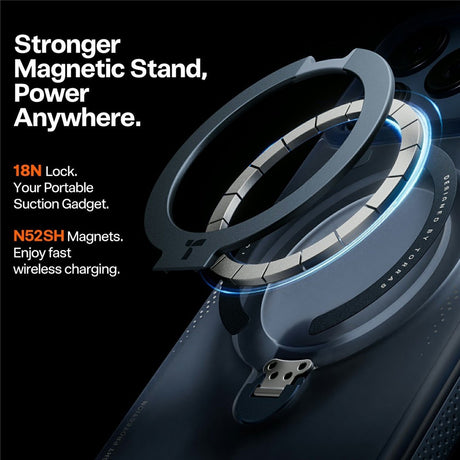 TORRAS iPhone 17 Pro Max Ostand Q3 Air Mobil Cover m. Kickstand - MagSafe Kompatibel - Blå